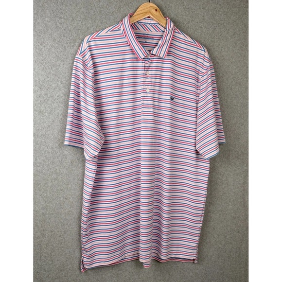 Vineyard Vines Other - Vineyard Vines Polo Shirt XL Pink Blue Stripe Short Sleeve Mens